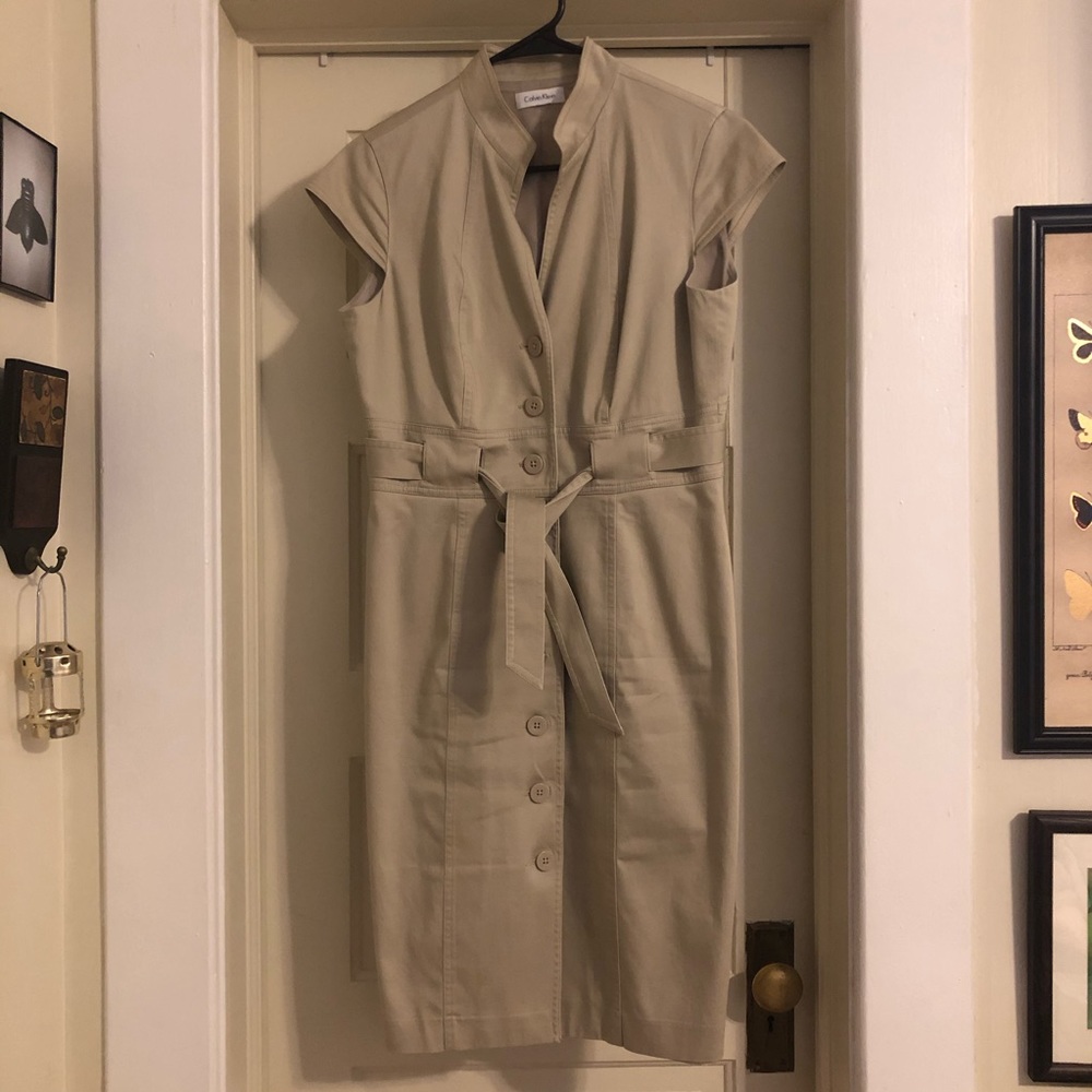 Calvin Klein Belt Button Cap Sleeve Women’s Dress
